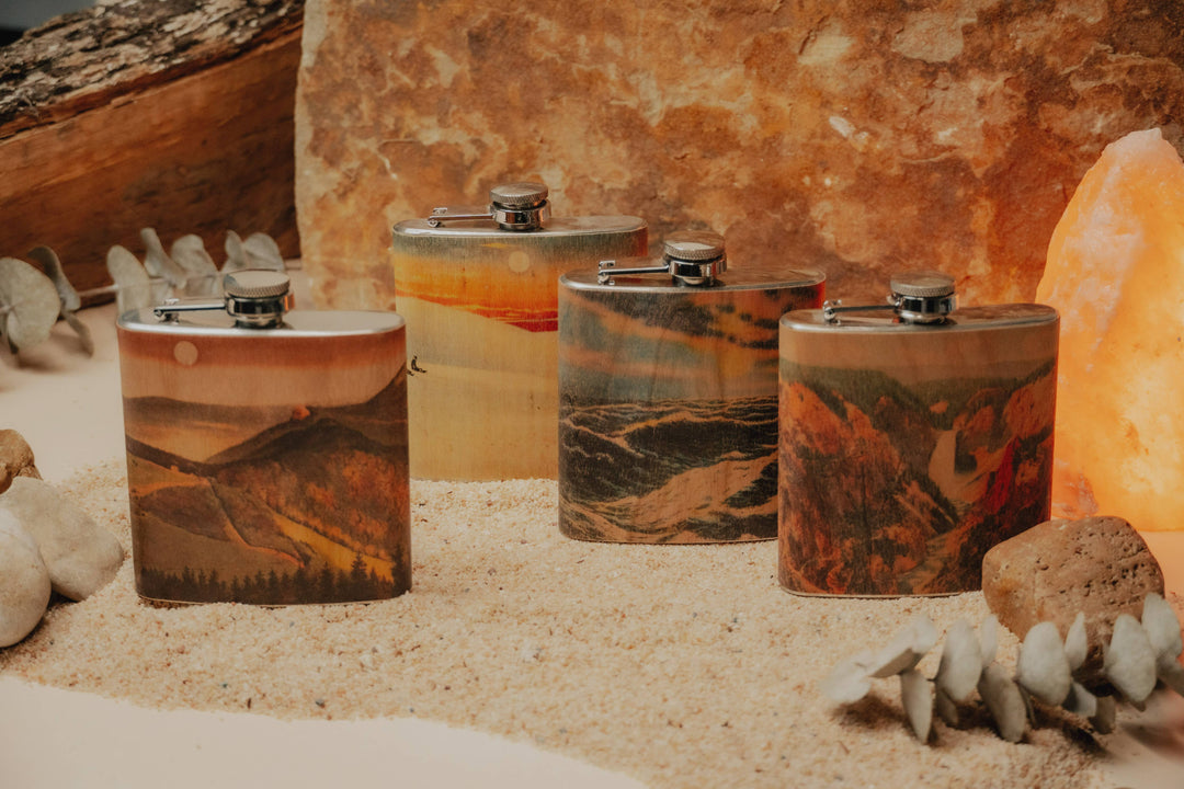 Wood Flask 6oz - Rolling Mountains