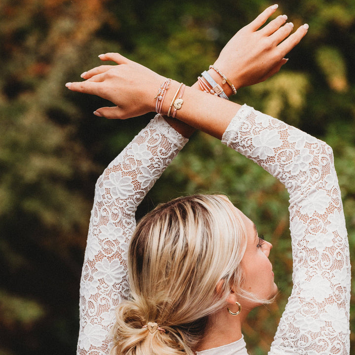 Hair Tie Bracelets-Relevé Pink Floral with Ballet Slipper