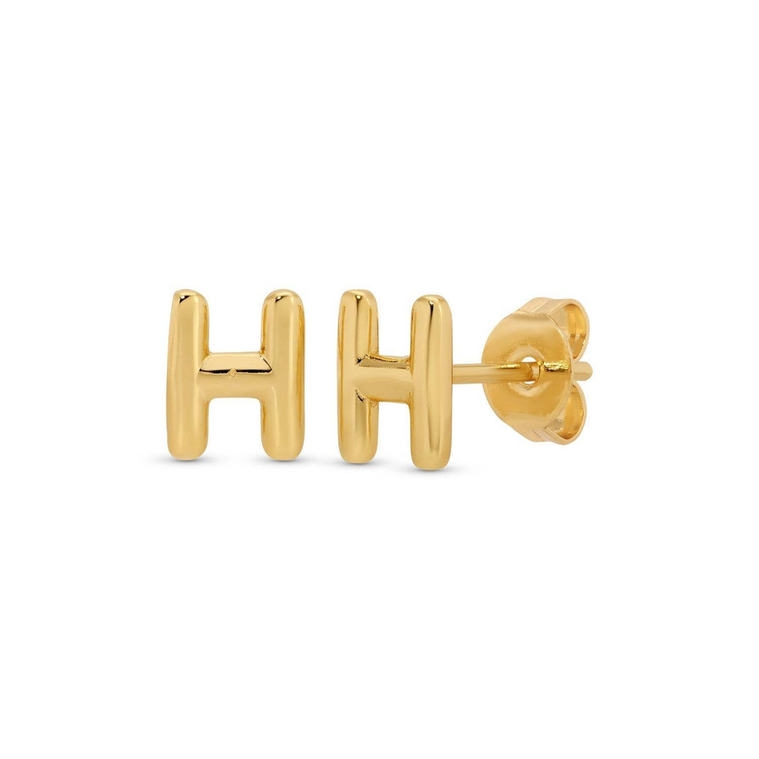 Velvet Gift Tag-Gold Initial Studs