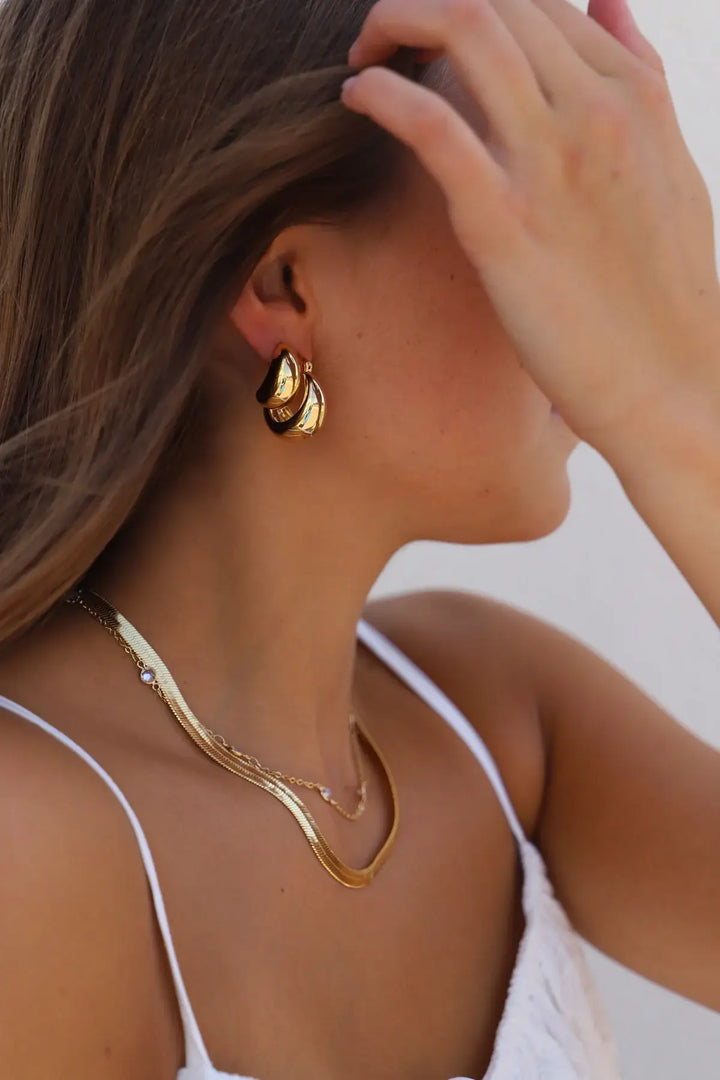 E1598S Silver Earrings-Bonnie Chunky Teardrop Studs