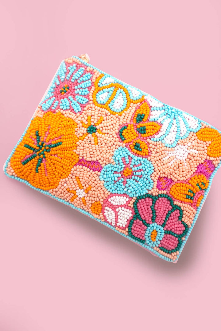 Seed Bead Coin Purse-London Bus Flower Paris