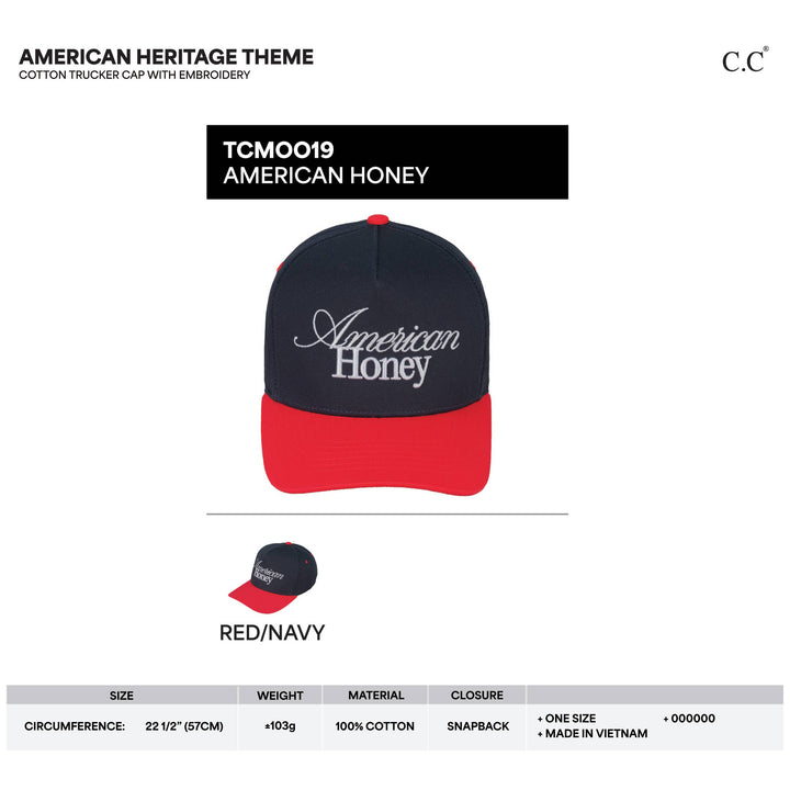 Letter embroidered Trucker Hat-American Honey
