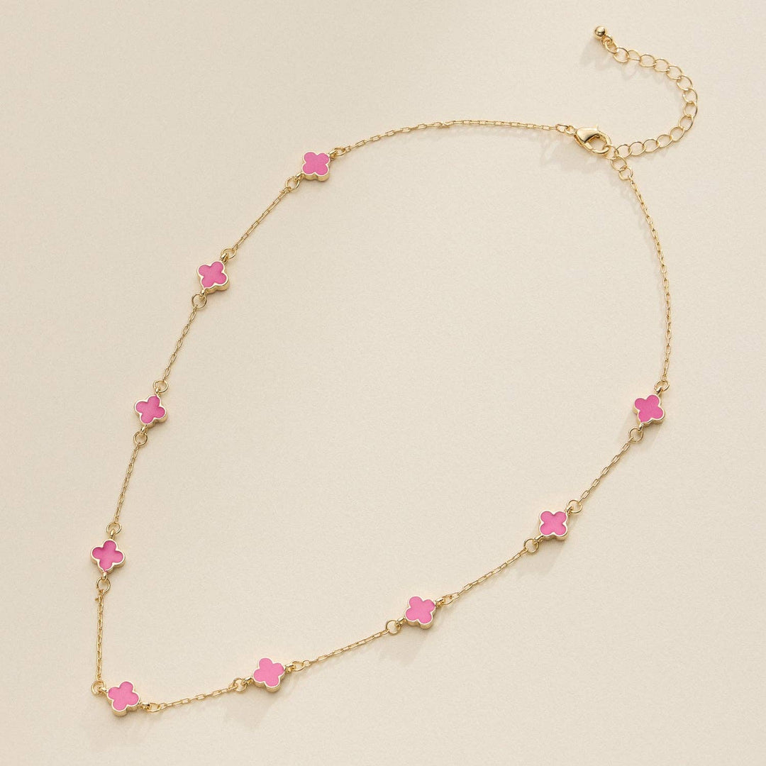 Necklace-Enamel Clover Station