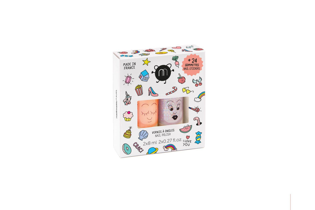 Set: 2 nail polishes + 1 nail sticker: Wow