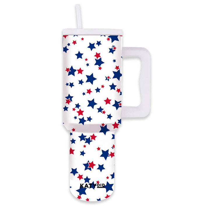 Drink Tumbler w/ Handle 38oz-Red, White, Blue Stars