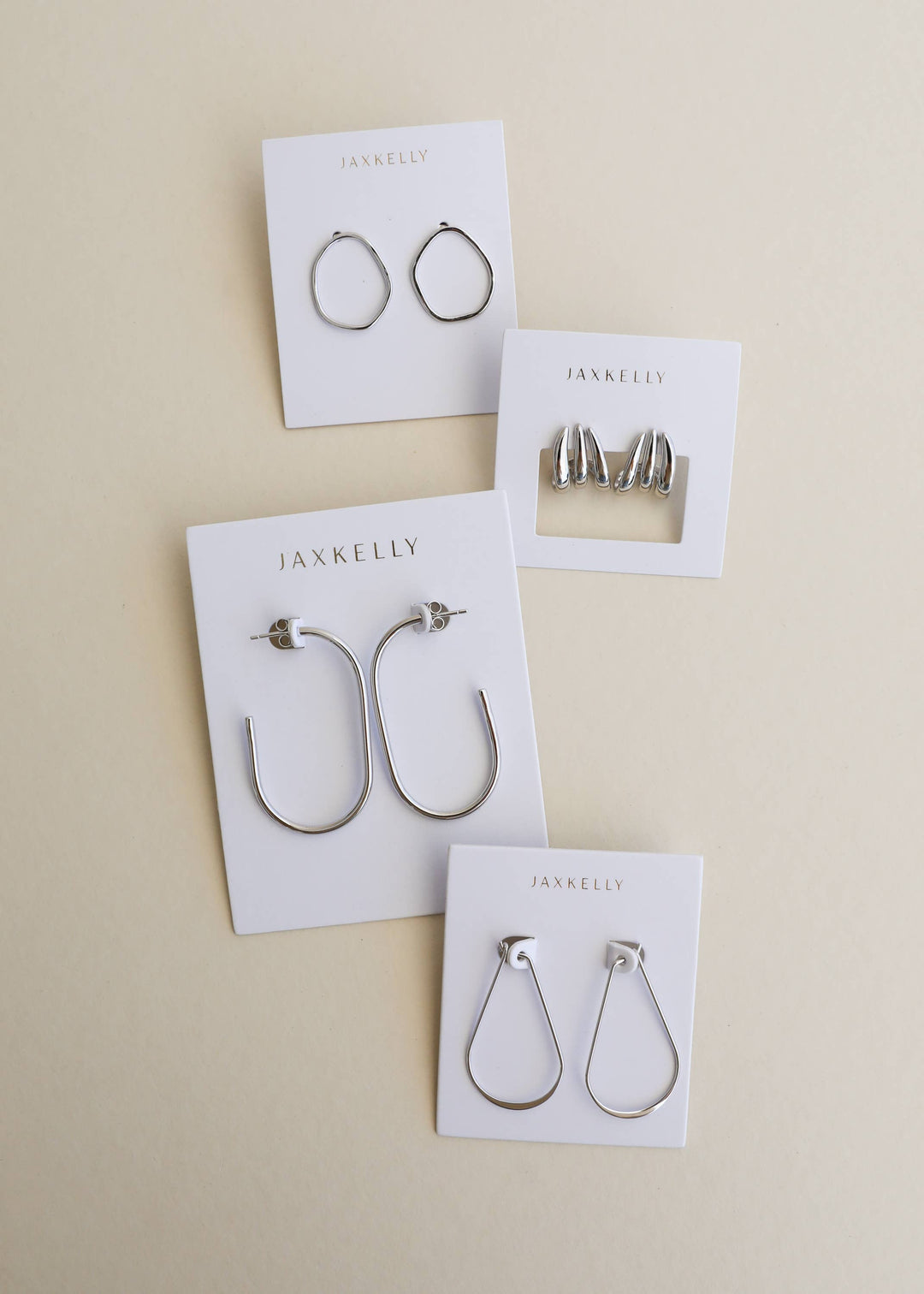 Earrings-Silver Three Hoop Huggies