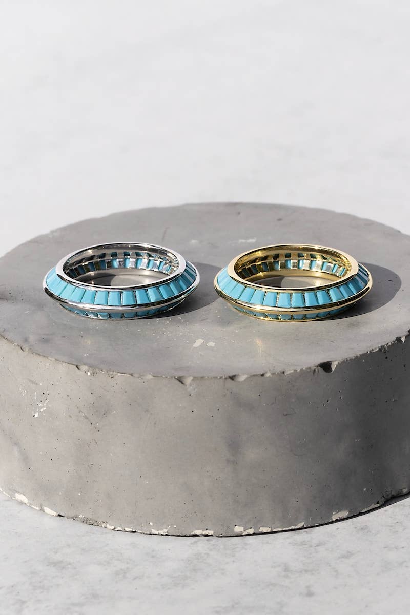 Ring-Yellow Gold + Turquoise Razor Edge