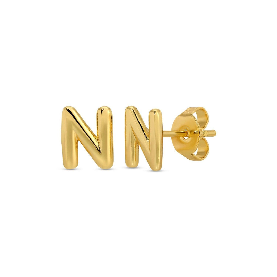 Velvet Gift Tag-Gold Initial Studs