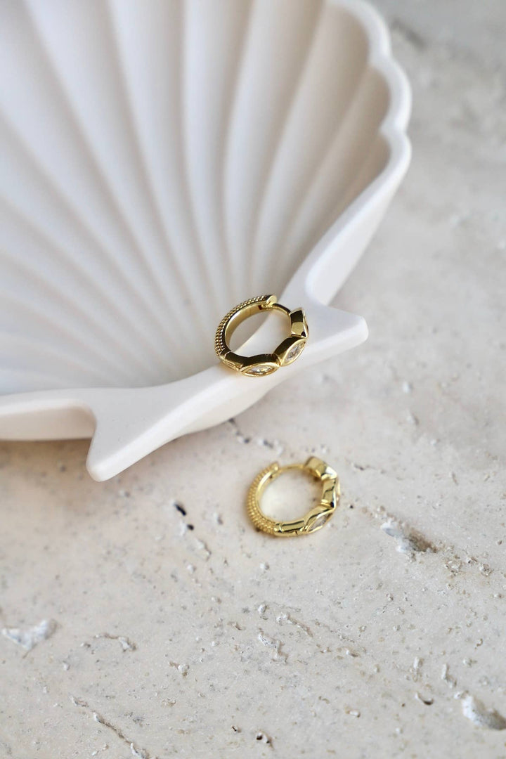 E1650G Gold Earrings-Lace & Textured Hoops