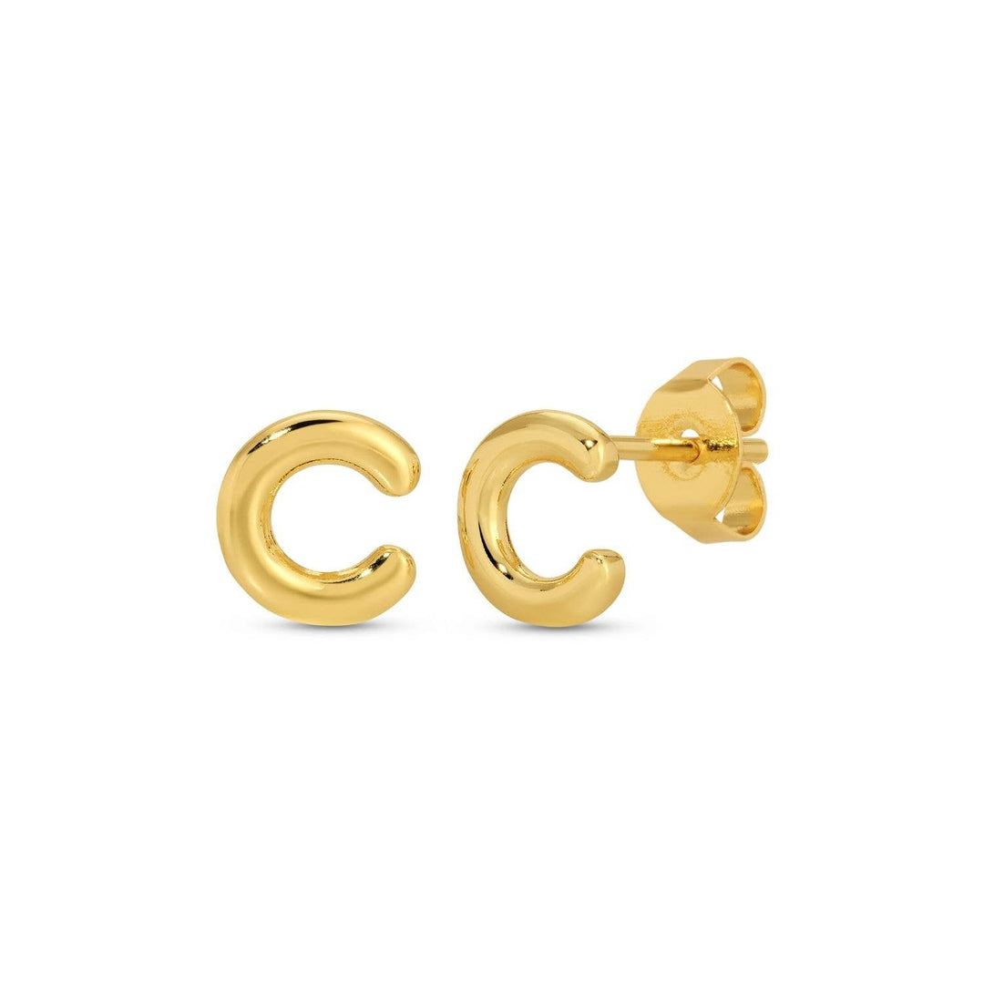 Velvet Gift Tag-Gold Initial Studs
