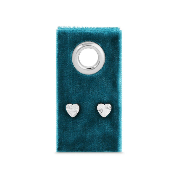 Velvet Gift Tag-Silver Heart Burst Studs