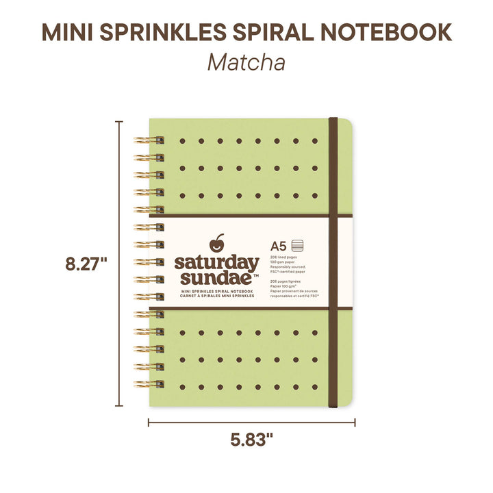 Spiral Notebook-Matcha A5 Mini Sprinkles