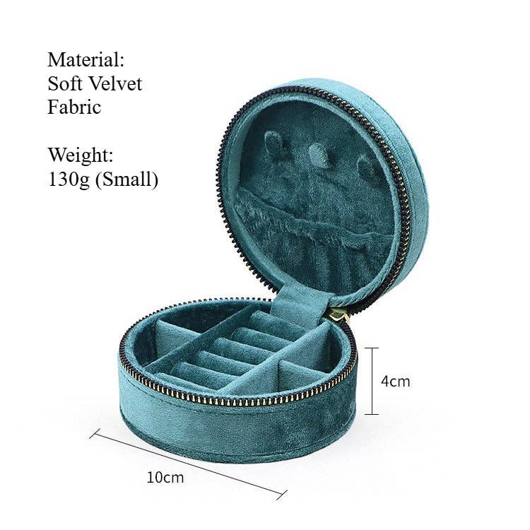 Round Oval Velvet Jewelry Box Portable Storage