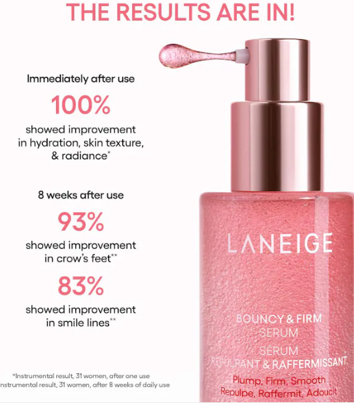 Laneige-Bouncy & Firm Radiance Boosting Serum with Peony & Collagen Complex™ 1oz