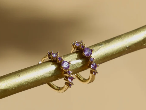 E1753 Earrings-Lilac CZ Huggies