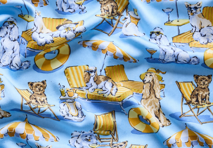 Satin-Palm Royale Pooches (Cerulean Splash)