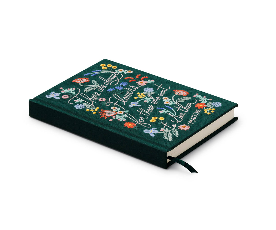 Embroidered Journal-There Are Always Flowers