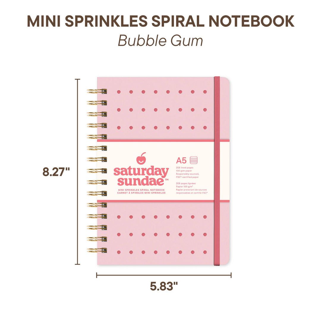 Spiral Notebook-Bubble Gum A5 Mini Sprinkles