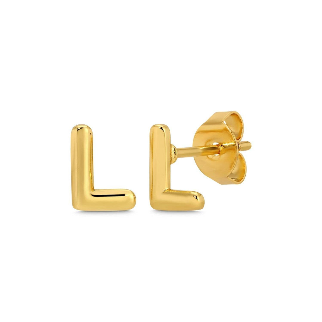 Velvet Gift Tag-Gold Initial Studs