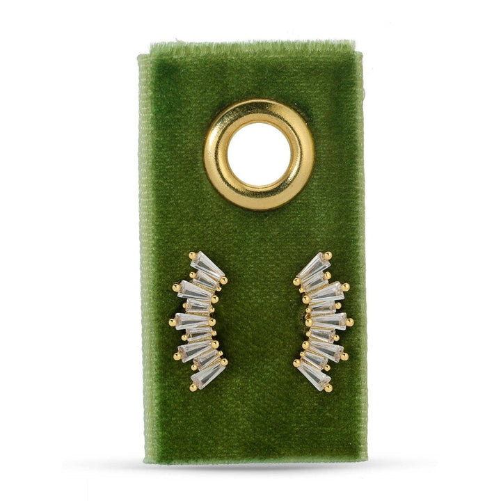 Velvet Gift Tag-Curved Baguette Studs