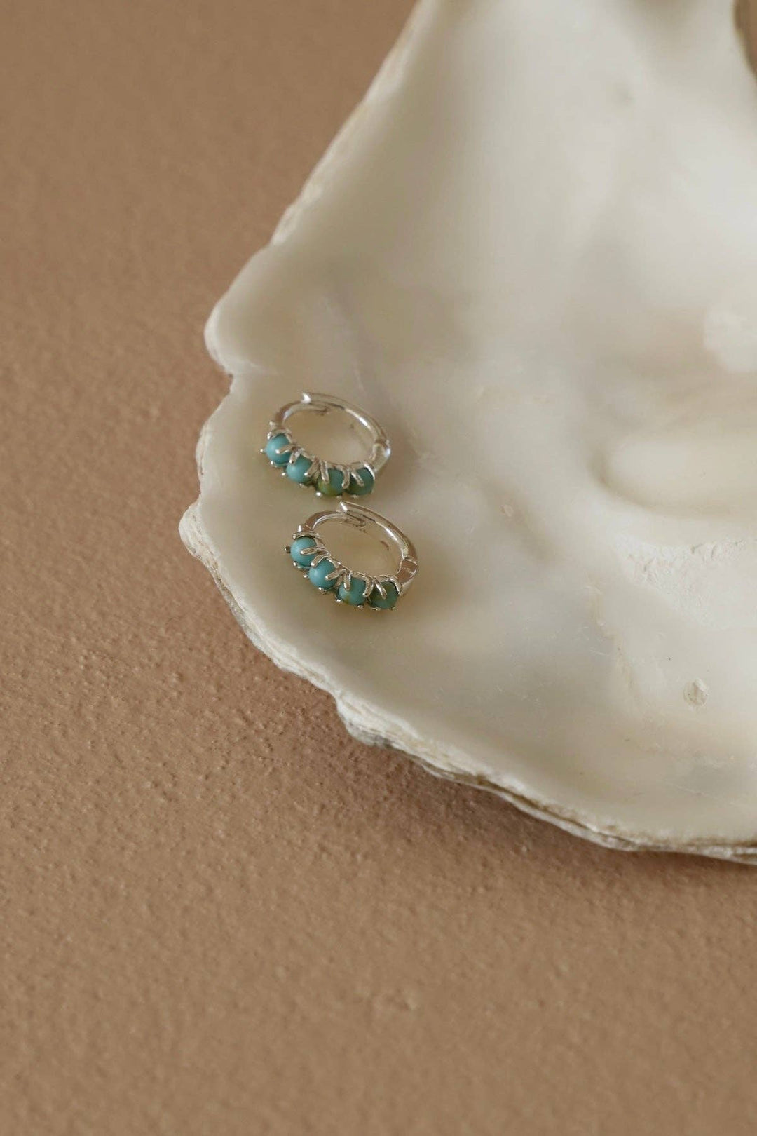 E1719S Earrings-Mini Turquoise Hoops