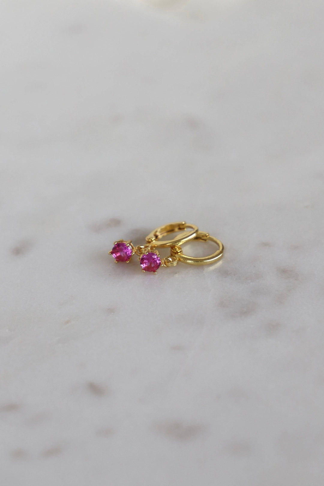 E1734G Earrings-Round Birthstone Huggies