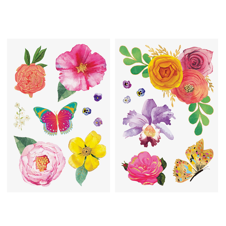 Emma Temporary Tattoo Pack | Metallic flower Flash Tattoos