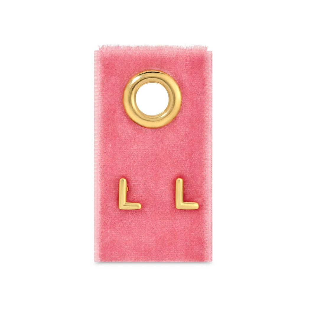Velvet Gift Tag-Gold Initial Studs