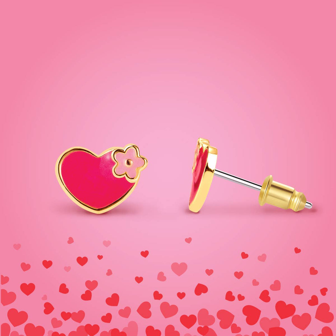 Stud Earrings-Hearts and Flowers