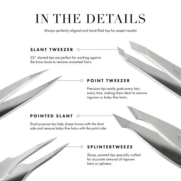 Retail-Slant Tweezer Platinum Silver