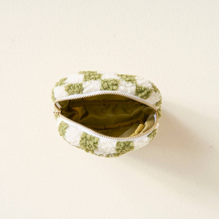 Teddy Pouch Square-Check Green