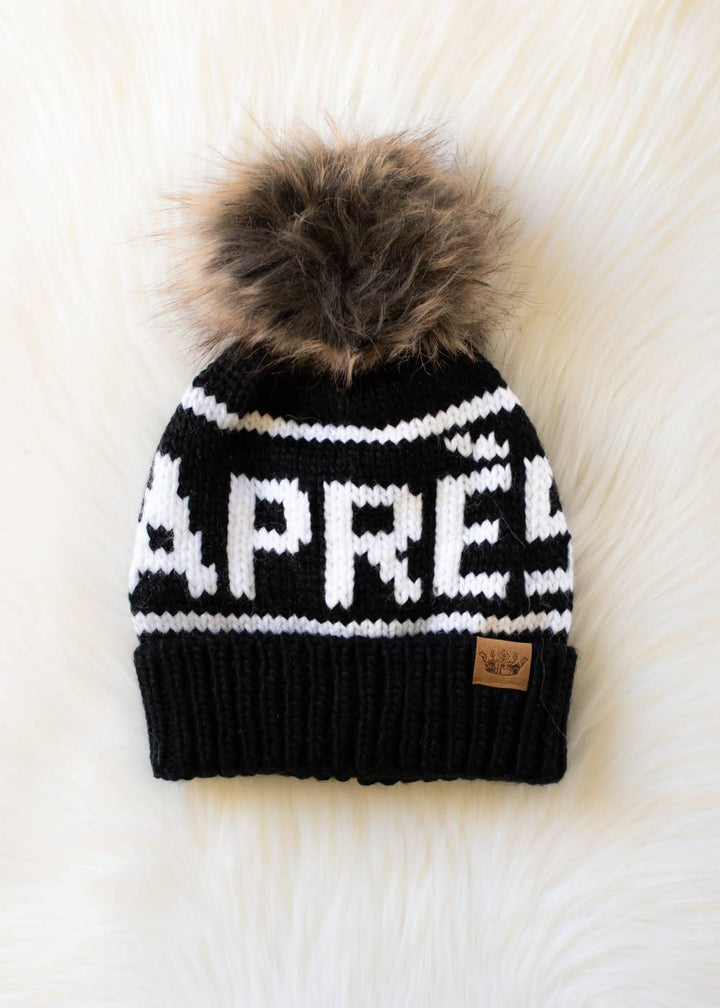 Pom Hat-Black & White Apres
