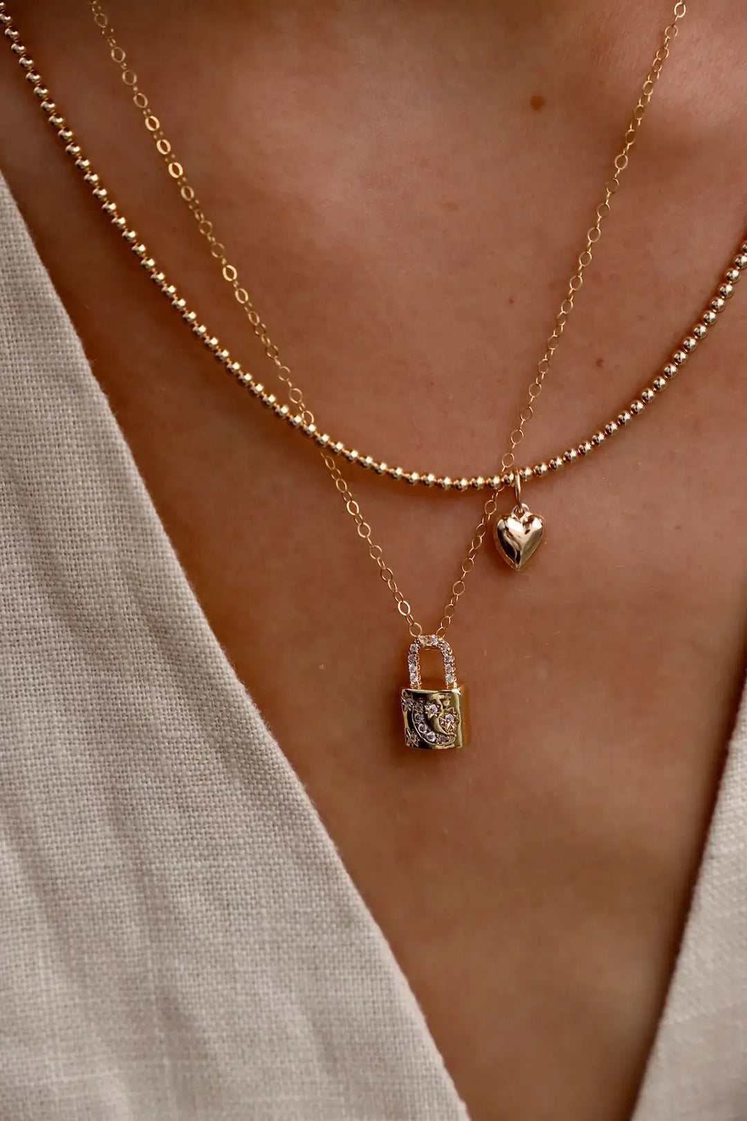 N1116G Gold Necklace-Beaded Chain