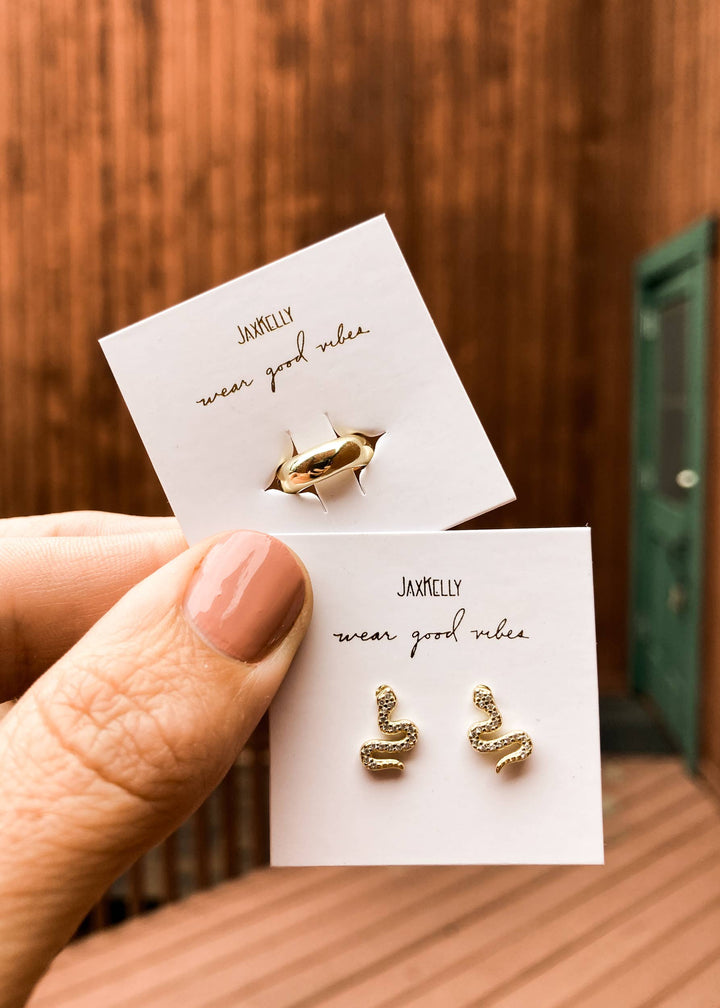 Earrings-Pave Stud Snake