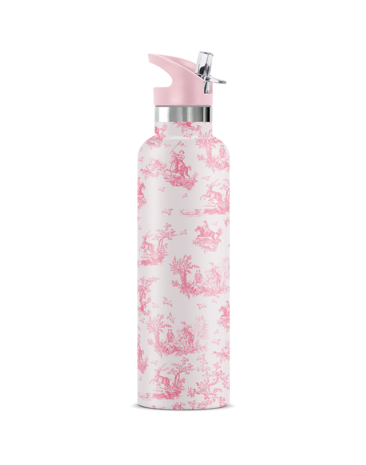 CHEVALIER Pink Toile | 25 oz Insulated Water Bottle Flip Sip Lid
