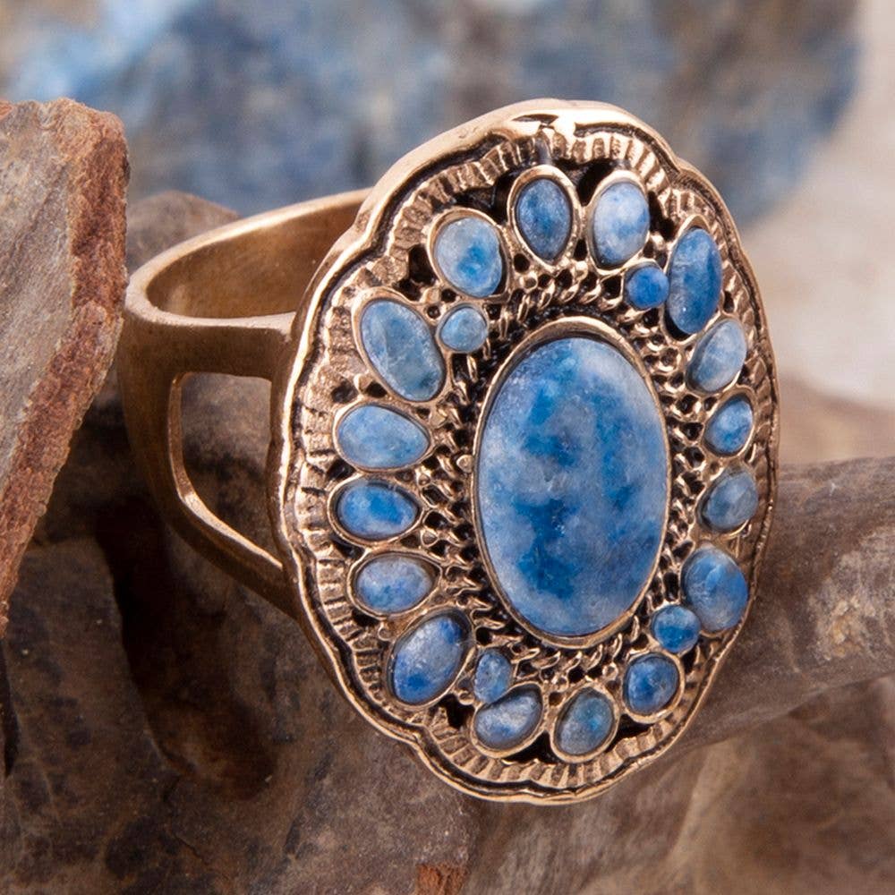 Ring-Concho Denim Blue Lapis Golden