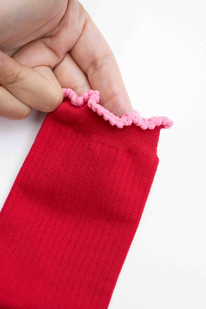 Ruffle Edge Cotton Blend Socks