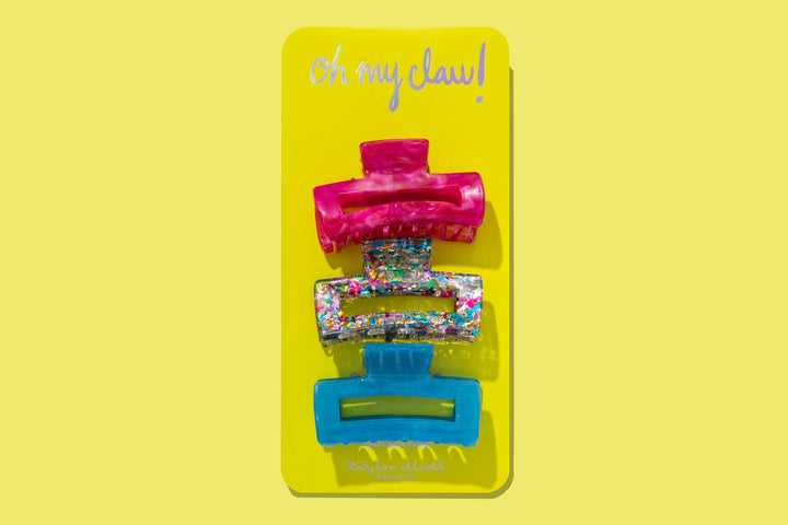 Claw Hair Clip Trio - Colorful Confetti / Blue / Deep Pink
