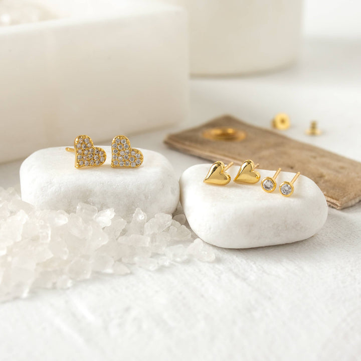 Velvet Gift Tag Trio-Gold Heart Studs