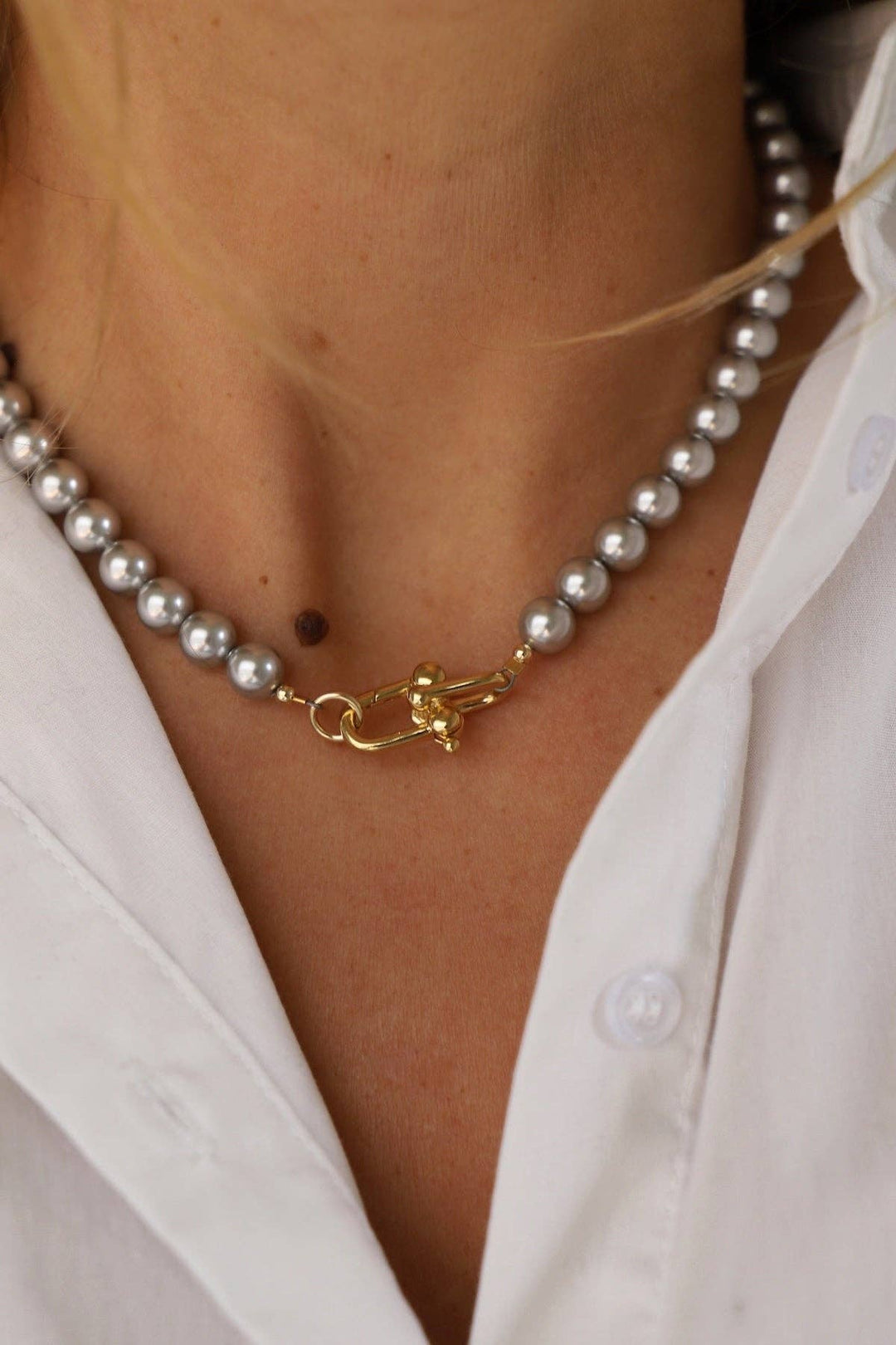 N1123GSV Silver Necklace-Nova Pearl