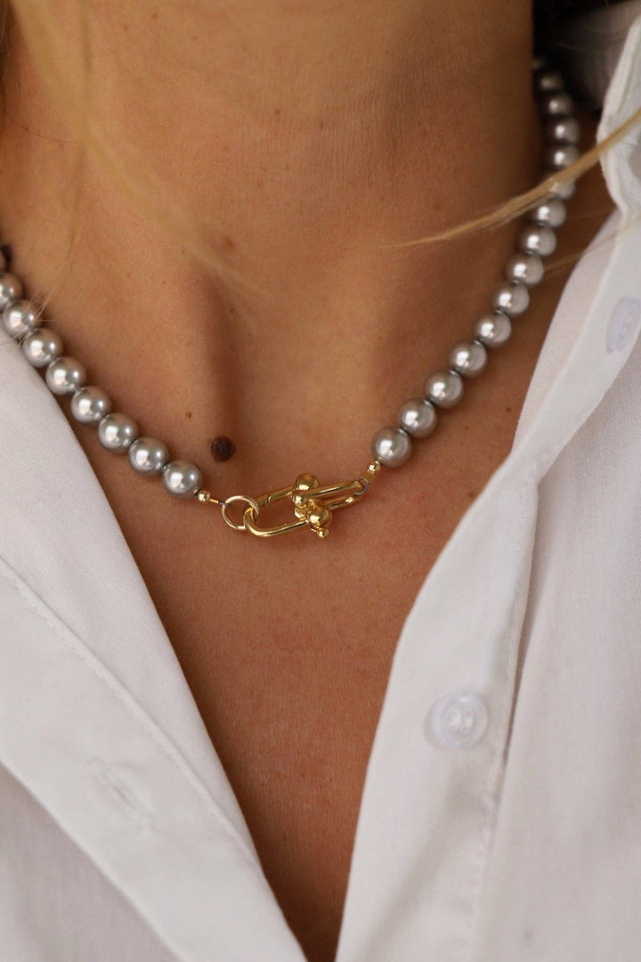 N1123GSV Silver Necklace-Nova Pearl