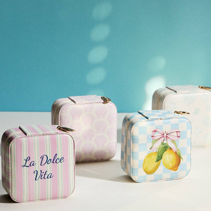 Jewelry Travel Case-Seashell Print Square Zipper Jewelry Organizer