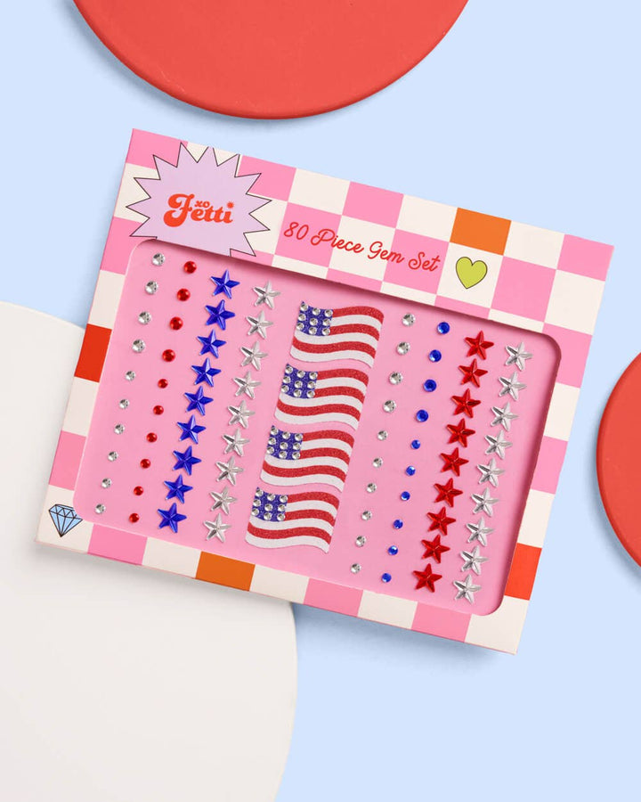 Face Gems-America | Patriotic Face Stickers, Red White Blue