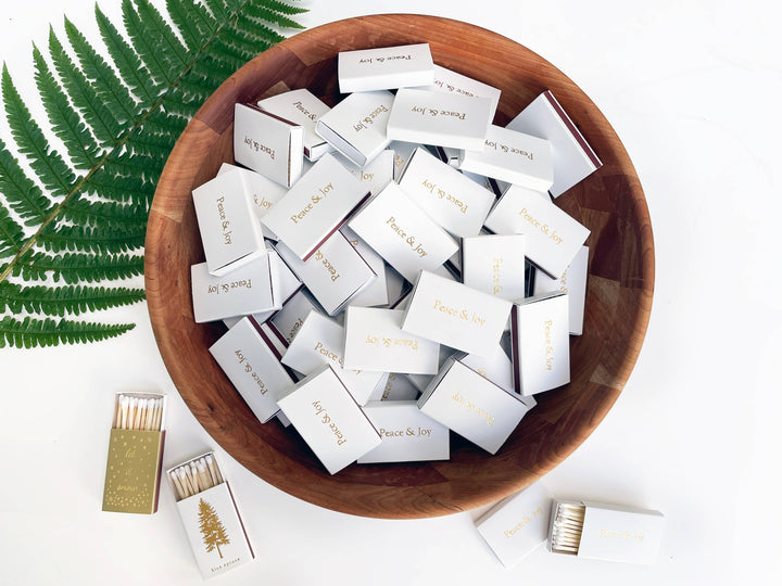 Custom Text Foil Embossed Matchbox: Terracotta on White