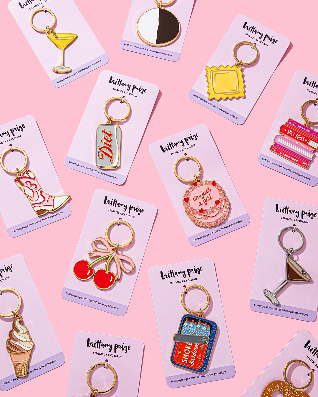 Enamel Keychain-Just A Girl Vintage Cake