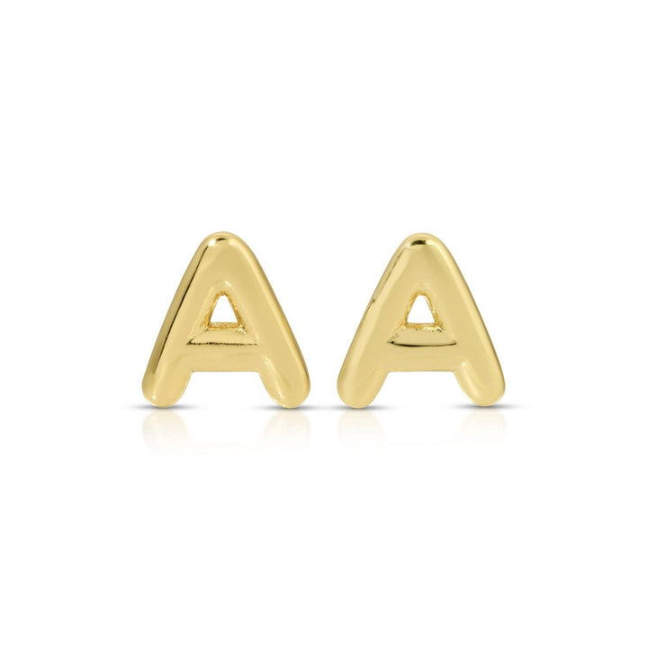 Velvet Gift Tag-Gold Initial Studs