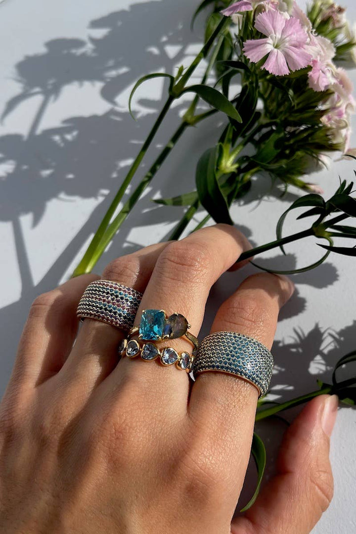 Ring-Billionaire 14K Gold Aquamarine Cigar Band