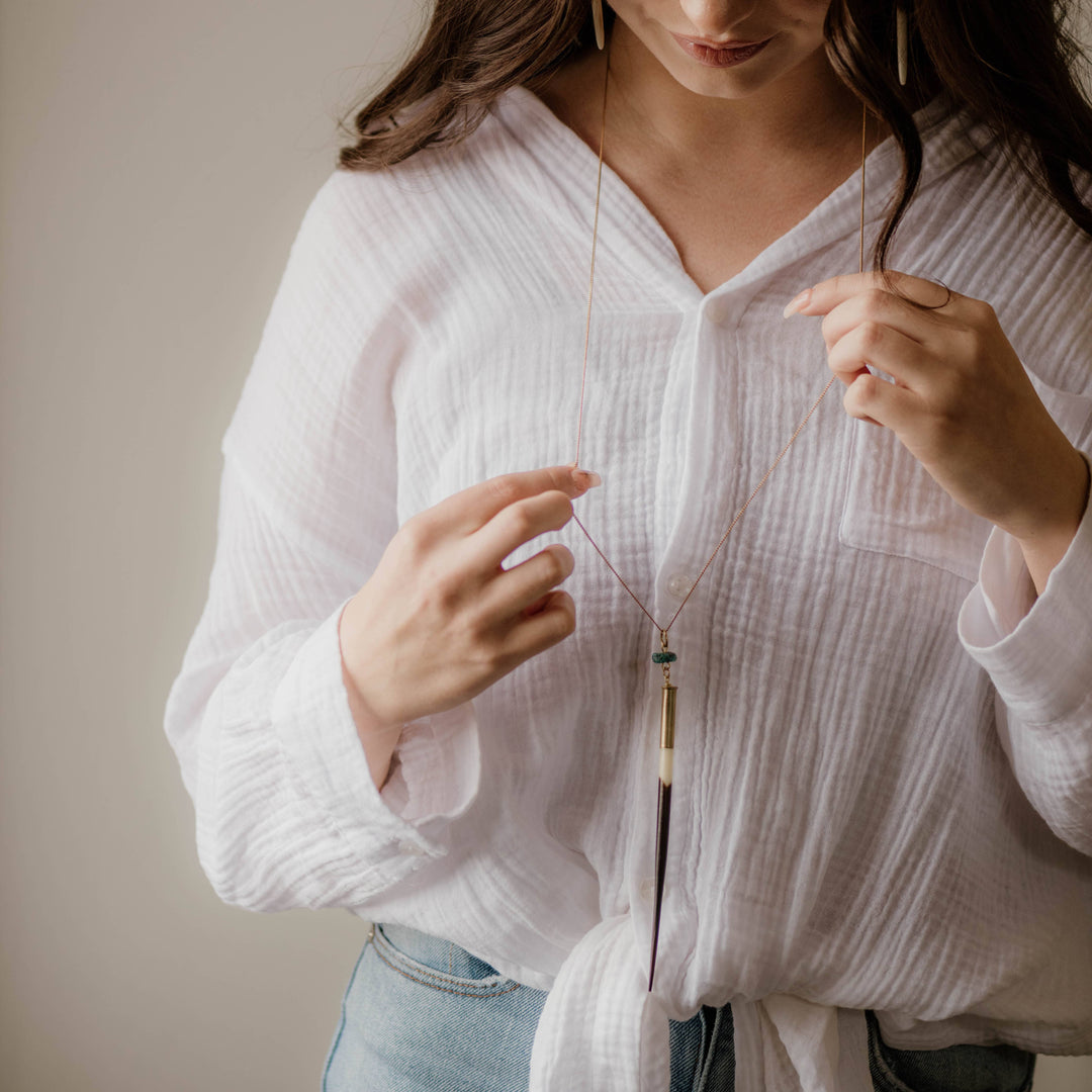 Commonform Necklace-Quill + Turquoise Necklace