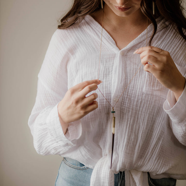 Commonform Necklace-Quill + Turquoise Necklace