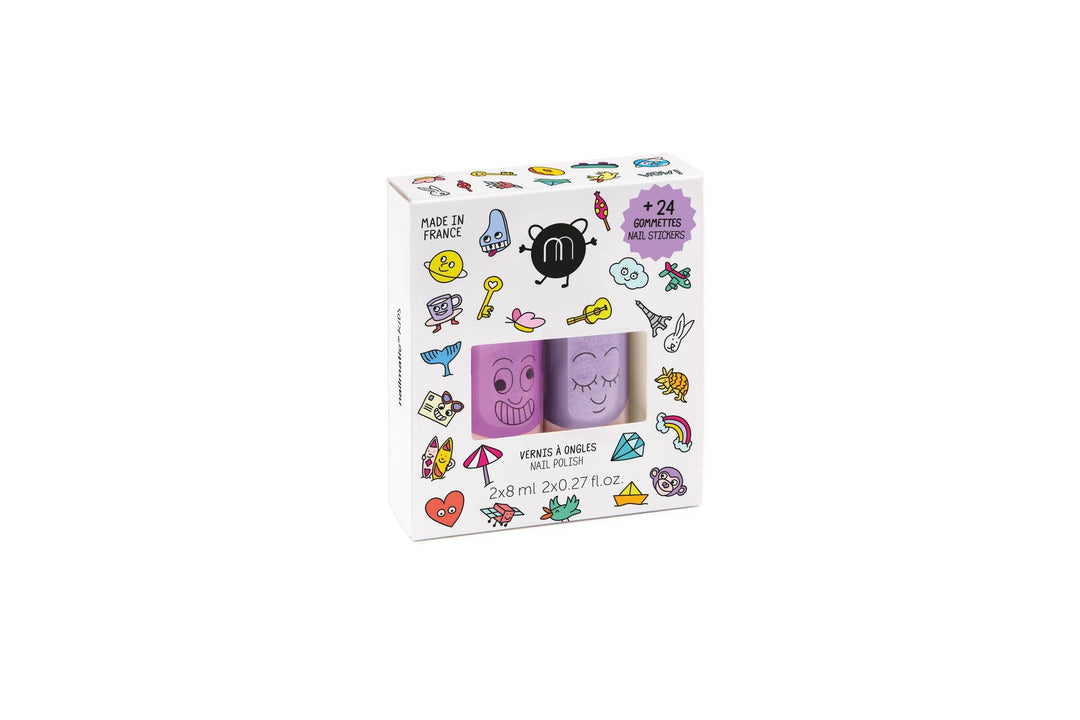 Set: 2 nail polishes + 1 nail sticker: Pop